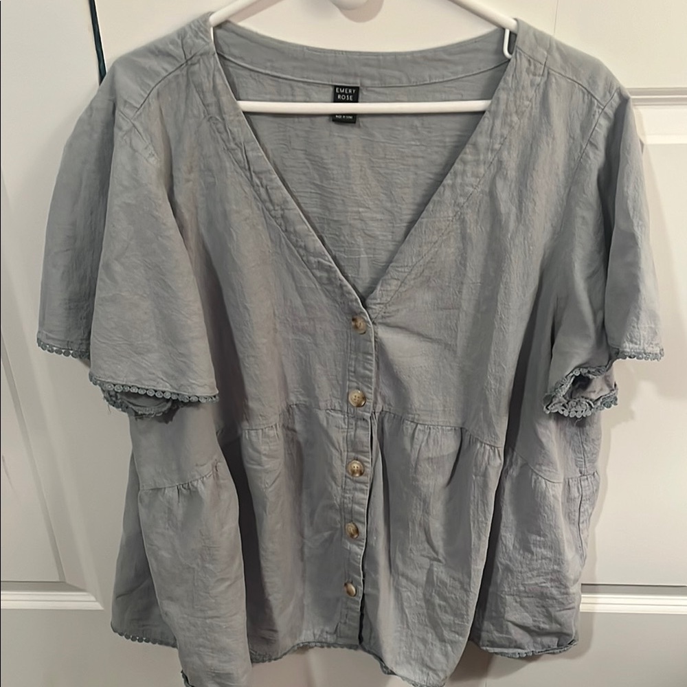 Gray Button-Up Women's Top